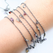 Multi Gemstone Dangle Oxidized Wire Chain